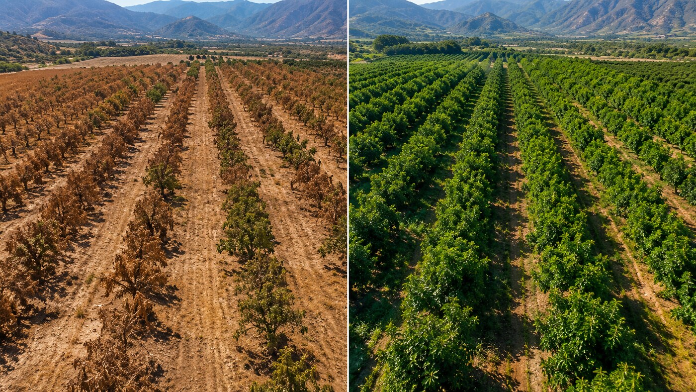 Comparativa antes y después con drone agrícola Cabedron